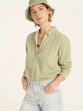 Jcrew Gauze Cotton Pistachio Button Down